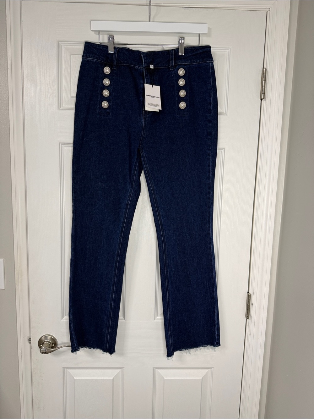 NWT Generation Love Justine Indigo Sailor Button High Rise Jeans Size 30